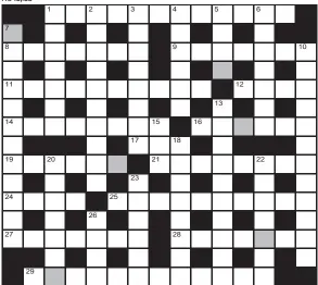  ??  ?? No 16,153 FOR your chance to win, solve the crossword to reveal the word reading down the shaded boxes. HOW TO ENTER: Call 0901 293 6233 and leave today’s answer and your details, or TEXT 65700 with the word CRYPTIC, your answer and your name. Texts and calls cost £1 plus standard network charges. Or enter by post by sending completed crossword to Daily Mail Prize Crossword 16,153, PO Box 28, Colchester, Essex CO2 8GF. Please include your name and address. One weekly winner chosen from all correct daily entries received between 00.01 Monday and 23.59 Friday. Postal entries must be datestampe­d no later than the following day to qualify. Calls/texts must be received by 23.59; answers change at 00.01. UK residents aged 18+, exc NI. Terms apply, see Page 60.