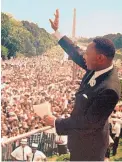  ?? ASSOCIATED PRESS ?? Dr. Martin Luther King Jr. acknowledg­es the crowd during his “I Have a Dream” speech on Aug. 28,1963.