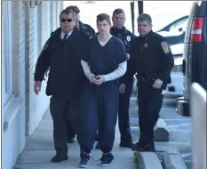  ?? PETE BANNAN - MEDIANEWS GROUP ?? In this file photo, David Strowhouer, 30, of Willistown is led into district court for a preliminar­y hearing in connection with a fatal DUI crash.