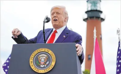  ?? Evan Vucci The Associated Press ?? President Donald Trump speaks about the environmen­t Tuesday at the Jupiter Inlet Lighthouse and Museum in Jupiter, Fla.