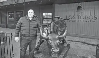  ?? RYAN TAPLIN • THE CHRONICLE HERALD ?? Khalil Farah in front of his new Spanish restaurant Los Toros at the former Stayner's Wharf location in downtown Halifax.