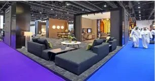  ?? — Photo by Dhes Handumon ?? Furniture on display at a stall during Hotel Show 2018 in Dubai.