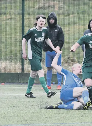  ??  ?? The Lansdowne (green) v The Grange (blue) at Silksworth Sports Complex, on Sunday.