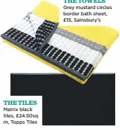  ??  ?? THE TILES Matrix black tiles, £24.50sq m, Topps Tiles