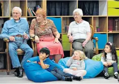  ??  ?? Great company: Victor, Lilian and Kathleen with four-year-olds Ismail, Lily and Italiah