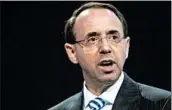  ?? VICTOR J. BLUE/BLOOMBERG NEWS ?? Deputy Attorney General Rod Rosenstein will decide what, if anything, from the Russia probe will be made public.