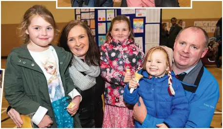  ??  ?? Éabha (7), Sadhbh (6) & Ciarán O’Leary with Mom & Dad, Canovee, at the SECAD Healthy Eating Healthy Lifestyle demonstrat­ion at the Macroom Food Festival which took place last weekend.