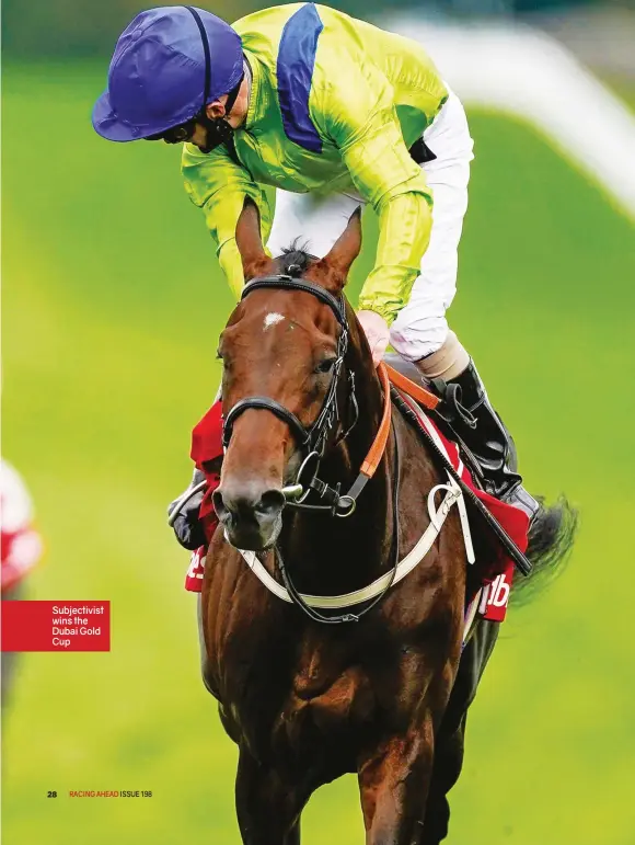  ??  ?? Subjectivi­st wins the Dubai Gold Cup