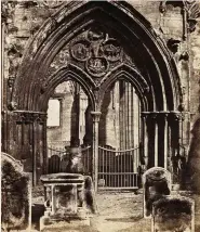  ??  ?? Headstones at Crowland Abbey in Peterborou­gh, c1855