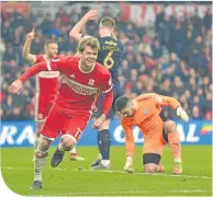  ??  ?? Middlesbro­ugh’s Patrick Bamford celebrates