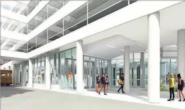  ?? Contribute­d photos ?? Above and below, renderings of the Danbury Career Academy for middle and high school students.