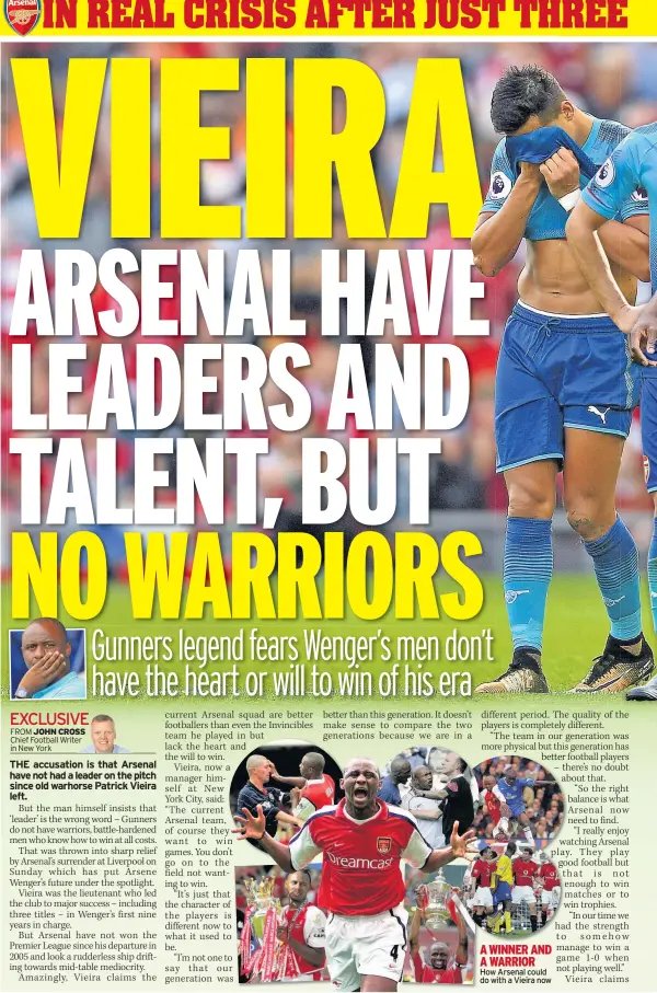  ??  ?? How Arsenal could do with a Vieira now