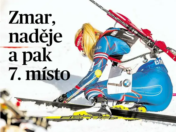  ?? Foto: Petr Slavík, Český biatlon ?? Zklamaná Eva Puskarčíko­vá debutovala ve smíšené štafetě na mistrovstv­í světa. Po čisté a rychlé ležce za 23 vteřin však musela po stojce na dvě trestná kola.