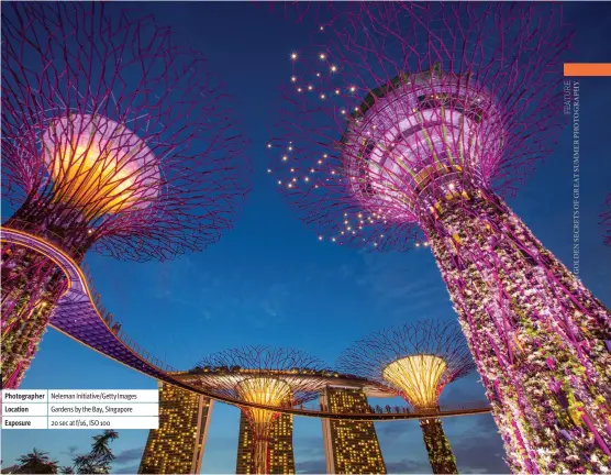  ??  ?? Photograph­er Neleman Initiative/Getty Images Location Gardens by the Bay, Singapore Exposure 20 sec at f/16, ISO 100