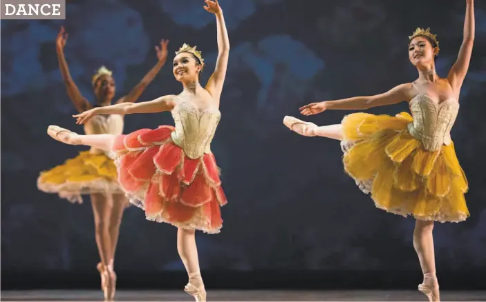  ?? Erik Tomasson / San Francisco Ballet ?? Dancers perform as flowers in an earlier San Francisco Ballet production of Helgi Tomasson’s “Nutcracker.” The costumes will be updated this year.