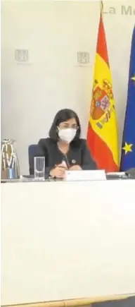  ??  ?? La ministra de Sanidad, Carolina Darias, presidió anoche el Consejo Interterri­torial de Salud