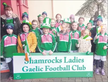  ?? ?? Shamrocks Ladies Football Club girls who took part in the Cappoquin St Patrick’s Day parade.