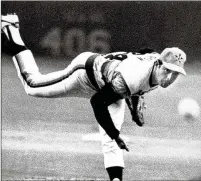  ?? ED KOLENOVSKY/AP 1981 ?? Nolan Ryan, here in his fifth no-hitter, against the Los Angeles Dodgers as a Houston Astro on Sept. 26, 1981, still holds a number of big league records — his 222 complete games include 61 shutouts and 12 one-hitters.