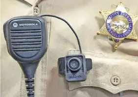  ?? THE ASSOCIATED PRESS FILE PHOTO ?? A body camera on the uniform of a Los Angeles County Sheriff’s deputy at department headquarte­rs in Monterey Park, Calif.