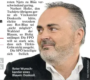  ??  ?? Roter Wunschkanz­ler eines Blauen: Doskozil.