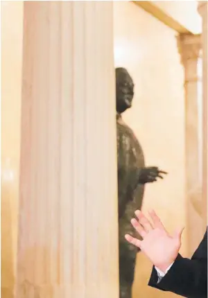  ??  ?? US President Donald Trump speaks in the Hall of Columns at Capitol Hill in Washin n