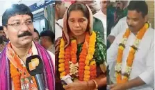  ??  ?? BJP candidate Sanat Gadtia (left), BJD candidate Rita Sahu and Congress nominee Dillip Panda