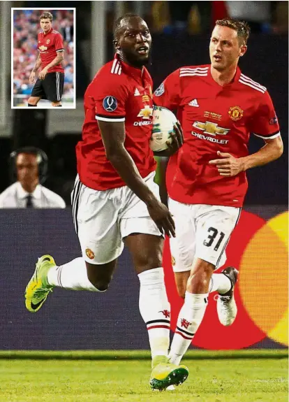  ?? — Reuters ?? Three’s company: The additions of striker Romelu Lukaku (left), midfielder Nemanja Matic and Victor Lindelof (inset) have strengthen­ed Manchester United this season.