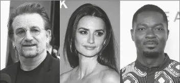  ?? ASSOCIATED PRESS ?? U2 FRONTMAN BONO AND ACTORS PENELOPE CRUZ AND DAVID OYELOWO will lend their voices in an animated series to raise awareness about the importance of vaccine access. The ONE Campaign announced Wednesday that the series “Pandemica” will launch Thursday.