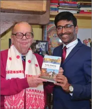  ?? ?? Renowned writer Ruskin Bond with author Gautaam Borah.