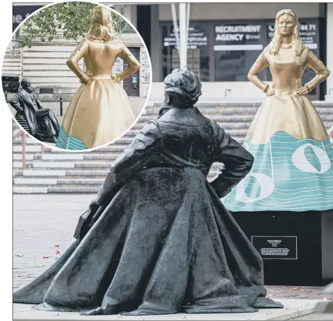  ?? Picture: Habibur Rahman ?? HERE’S LOOKING AT YOU! A sculpture of Frances Dickens has been placed opposite the statue of author Charles Dickens in Guildhall Square