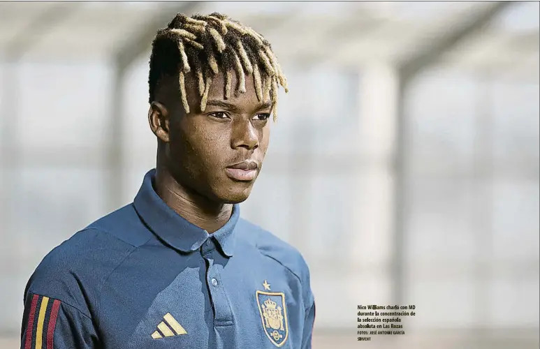  ?? FOTOS: JOSÉ ANTONIO GARCÍA SIRVENT ?? Nico Williams charló con MD durante la concentrac­ión de la selección española absoluta en Las Rozas