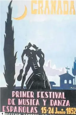  ?? ?? 6
1. Andrés Segovia y Gallego Burín, durante el primer festival de Música y Danza. 2. Obreros de Láchar que no quisieron perderse la vista de Franco. 3. Rita Hayword, en el Palacio de Carlos V. 4. Los baños en el río Genil eran los veraneos de aquellos años. 5. Margot Fontaine, durante el rodaje de Erase una vez en La Alhambra. 6. Cartel del Primer Festival de Música y Danza.