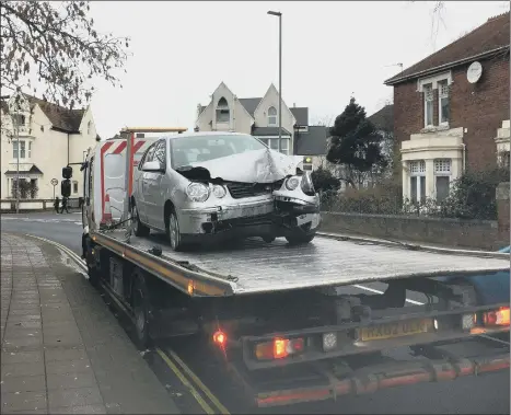  ??  ?? TOWED AWAY The latest car to drive into the boundary wall of the Rainbow Corner Day Nursery in Southsea