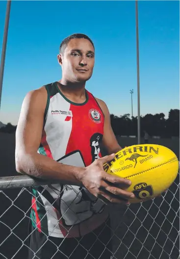  ?? Picture: STEWART McLEAN ?? LUCKY TIMING: Former Mackay footballer Nabako Stow moved to Cairns midway through the 2018 season and has been one of South Cairns' best players since.