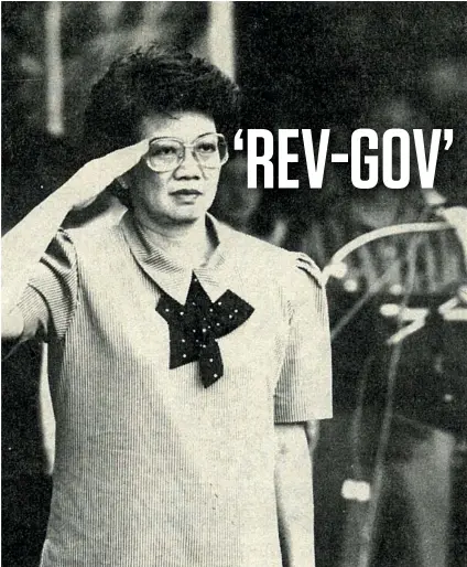  ??  ?? CORY’S REV-GOV was to restore democracy, and it did. Not to replace democracy with a military junta or a one-woman rule.