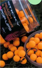  ??  ?? Peach and Pepper pop-ups are Tom’s go-to hookbaits during colder months of the year