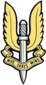  ??  ?? The SAS crest bearing famous motto coined by its founder Sir David Stirling