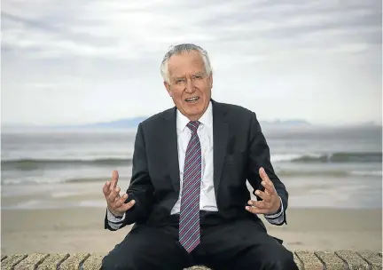  ?? Picture: David Harrison ?? Lord Peter Hain at the beach near where he and his wife, Elizabeth Haywood, have been staying in Fish Hoek.