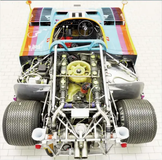  ??  ?? Above: As revised for the 1973 season the 917/30 chassis had a 7.2in-longer wheelbase of 98.4ins, a front track almost two inches wider and rear track nearly three inches narrower