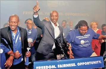  ?? PICTURE: PHANDO JIKELO ?? Newly elected DA leader Mmusi Maimane addressing party members in Port Elizabeth yesterday.
