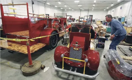  ?? CLIFFORD SKARSTEDT EXAMINER ?? A preview was held for items going up for auction at Asphodel Fire Trucks Ltd. in Norwood on April 26. The auction was finally held on Tuesday.