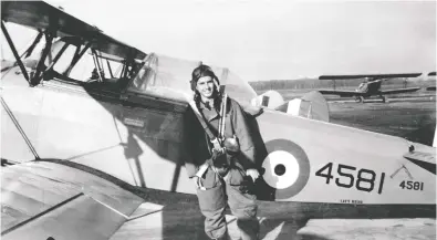  ?? COURTESY ANDY CARSWELL / NARROW CONTENT ?? Andy Carswell had his life in front of him in 1941 while standing before a Fleet Finch trainer in Goderich, Ont.
Andy is now 97 and lives in North Toronto with his wife, Dorothy, whom he met and married after the war.