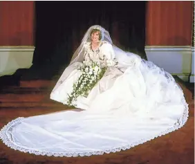  ?? AP ?? Lady Diana Spencer wed Prince Charles in 1981 in a gown crafted by Elizabeth and David Emanuel. Elizabeth Emanuel said last year that she’s starting a new line.