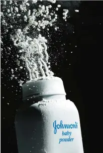  ??  ?? In this April 19, 2010, file photo, Johnson’s baby powder is squeezed from its container. —AP