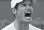  ?? ?? ANDY MURRAY shows some emotion after winning a set against Radu Albot during his 6-4, 6-3 victory.