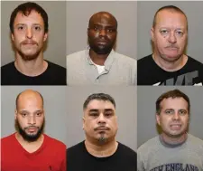  ?? COURTESY OF RHODE ISLAND STATE POLICE ?? ARRESTED: An operation on social media to lure alleged online predators resulted in the arrests of six Massachuse­tts men, clockwise from top left: Kevin Cooney of Bellingham, Paul Kimata of Brockton, Michael Johnson of Templeton, James Jolly of Middleboro, Jose Carrion of Attleboro and Anthony Gomes of Brockton.