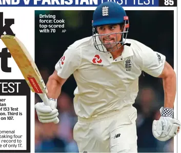  ?? AP ?? Driving force: Cook top-scored with 70
