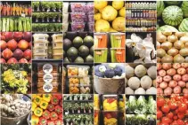  ??  ?? A COMBINATIO­N PHOTO shows food and plants for sale inside a Whole Foods Market in the Manhattan borough of New York City, New York, US, June 16.