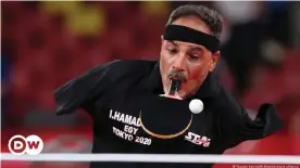  ??  ?? Ibrahim Elhusseiny competes during the Men's Singles Table Tennis tournament