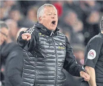  ??  ?? Sheffield United manager Chris Wilder gestures on the touchline during the Premier League match against Arsenal at Bramall Lane.